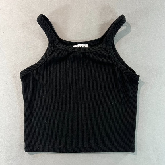 Princess Polly Tops - Princess‎ Polly Black Ribbed High Neck Crop Tank Top Women's Size 4
